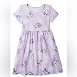 Little girls lavender purple unicorn print short sleeve play dress size‎ large